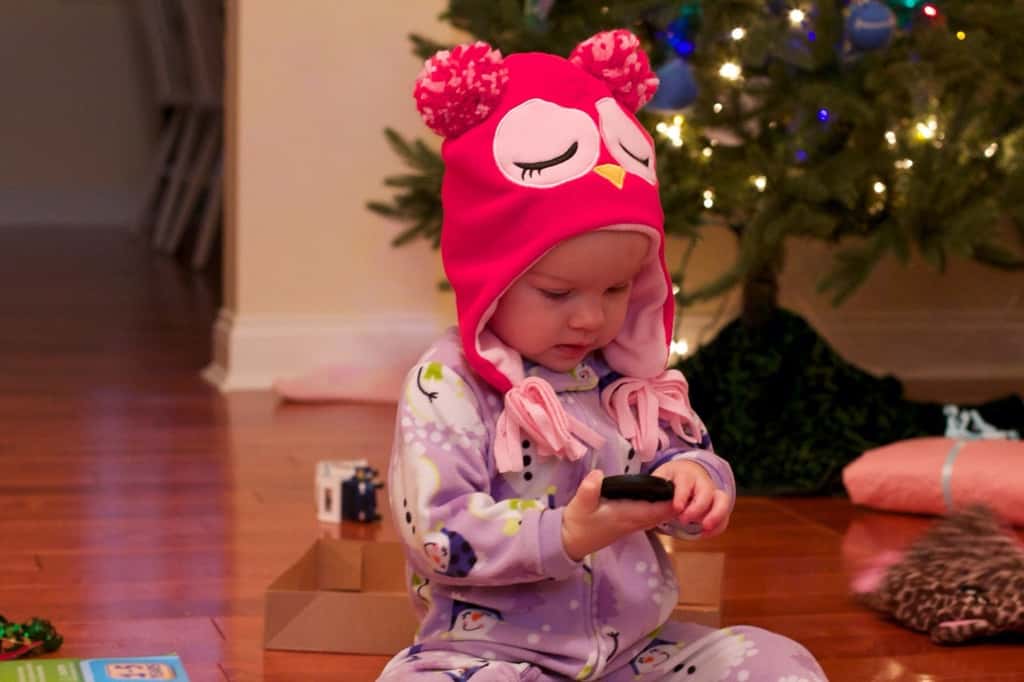 This was our best Christmas morning so far. Abby woke up first, and was surprisingly willing to let the presents sit untouched while we waited for her sisters to wake up. Josie was the second to wake, but no such luck with her. She wanted to investigate! We ended up encouraging Gwen to get out of bed so we could see what Santa brought us.

The girls had lots of fun opening their gifts, and giving gifts. The highlights were a toy train set, an indoor trampoline, some very cute animal hats and gloves, and a bright red toy monster truck for Papa, who just wanted a nice German car. (That was Abby’s gift to John. She looked at Papa’s preferred cars at the store and said they were “too grey, too blue, too boring.” She instead bought a fire truck for Josie, a camper with a beach scene for Gwen, and the monster truck for John. No sports cars for her!)

We took lots of pictures, but Tumblr only allows ten per post. (Sigh.) Christmas afternoon coming next.