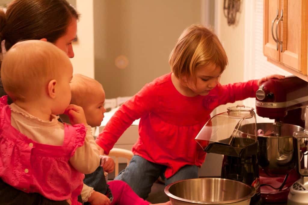 We made popcorn yesterday with our new hot air popcorn maker. Abby and Josie got a kick out of watching it pop the popcorn. Gwen did too until it really started going, and then she cried. They all greatly enjoyed eating the final result though. Thanks to Grandma Susan for remembering something I said last June!