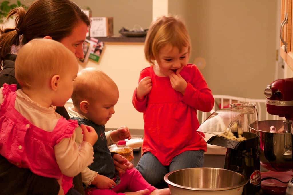 We made popcorn yesterday with our new hot air popcorn maker. Abby and Josie got a kick out of watching it pop the popcorn. Gwen did too until it really started going, and then she cried. They all greatly enjoyed eating the final result though. Thanks to Grandma Susan for remembering something I said last June!