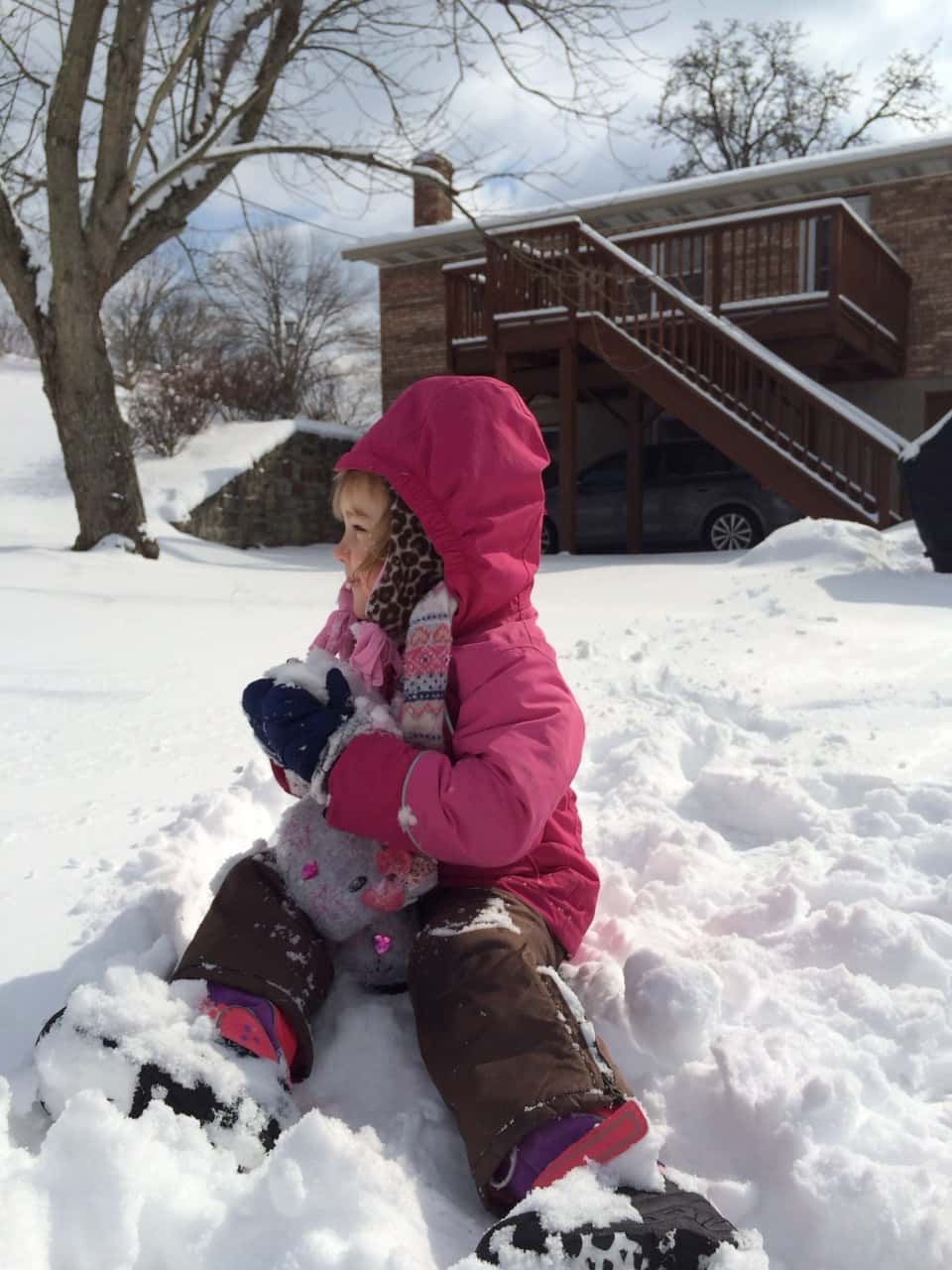 We all played in the snow today! The girls enjoyed sledding with their Papa. Gwen didn’t care for the snow quite as much as Josie and Abby. After her first forward fall, she decided it made good sense to stay mostly in one place. Josie attempted to wander around in the deep snow and wasn’t bothered by her many snowy faces. Abby enjoyed climbing on the huge snow piles, making snow angels, and sledding. Big girls can have all the fun.
