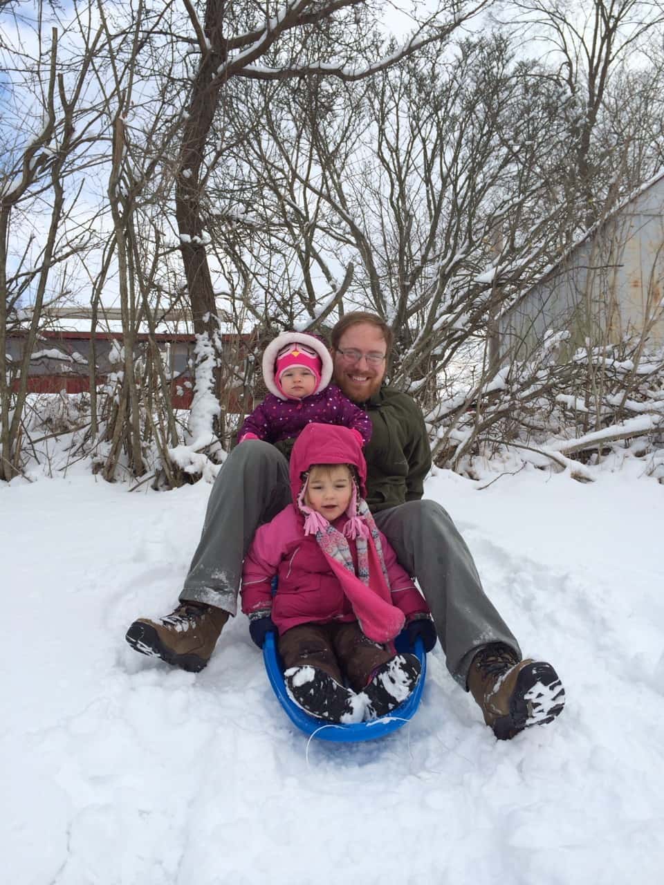 We all played in the snow today! The girls enjoyed sledding with their Papa. Gwen didn’t care for the snow quite as much as Josie and Abby. After her first forward fall, she decided it made good sense to stay mostly in one place. Josie attempted to wander around in the deep snow and wasn’t bothered by her many snowy faces. Abby enjoyed climbing on the huge snow piles, making snow angels, and sledding. Big girls can have all the fun.