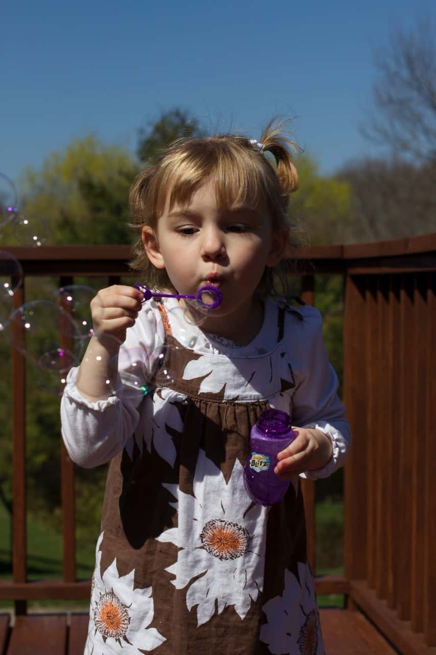 Bubbles! The girls had lots of fun with bubbles today, especially Gwen. She just squeals with delight.