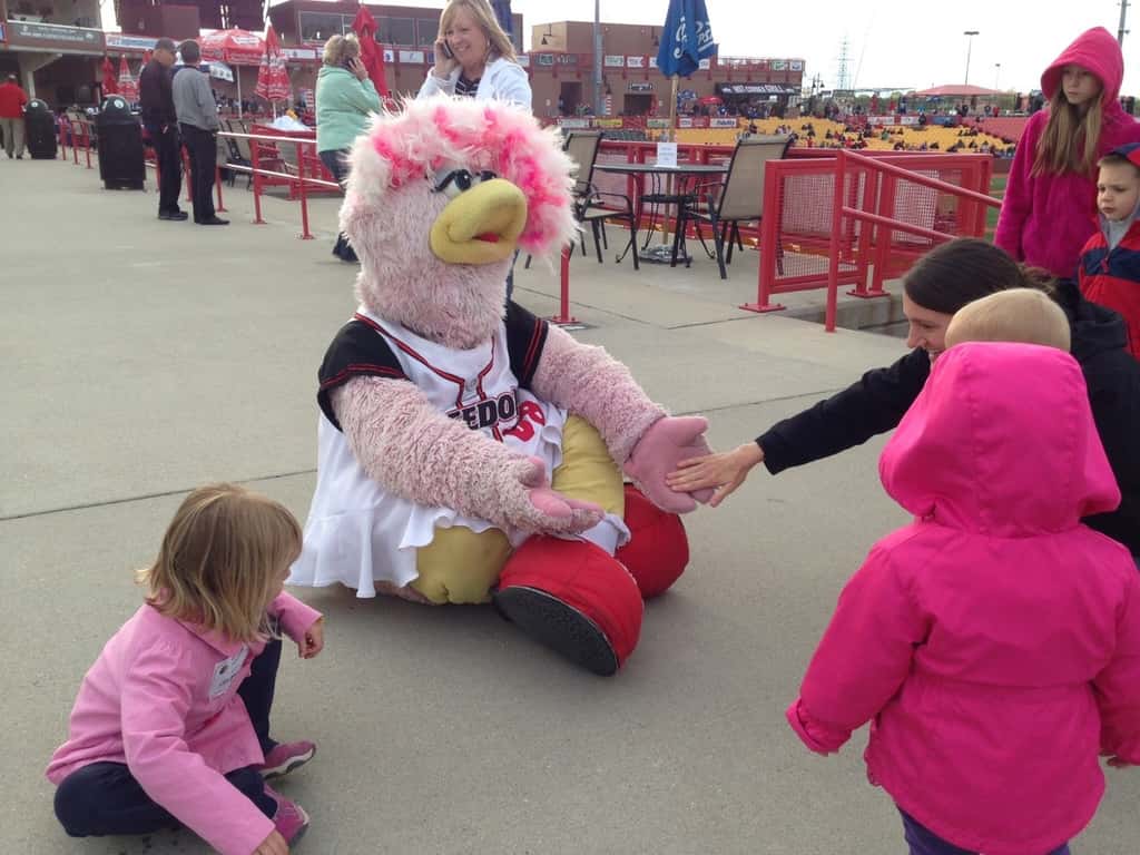 The KCPL held their annual volunteer appreciation event at the Florence Freedom minor league baseball park. We didn’t watch much of the game, but we still had a really good time. The girls especially enjoyed the kids play area, the cupcakes, and Belle, the mascot. It took some patience and encouragement to get them to interact with her, but after awhile they were fans.