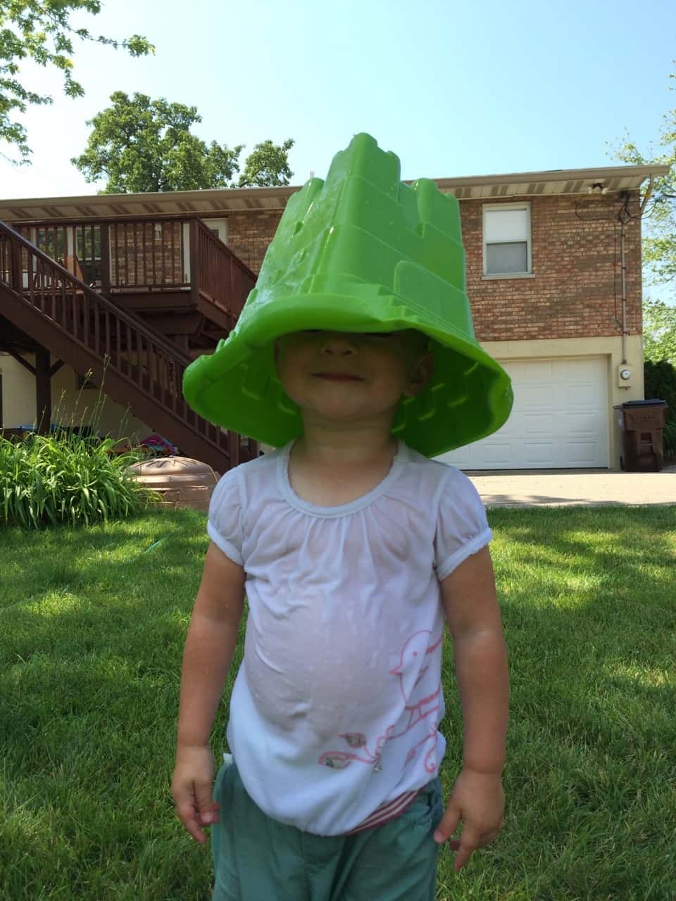 Sprinkler fun – our now daily summer pastime.