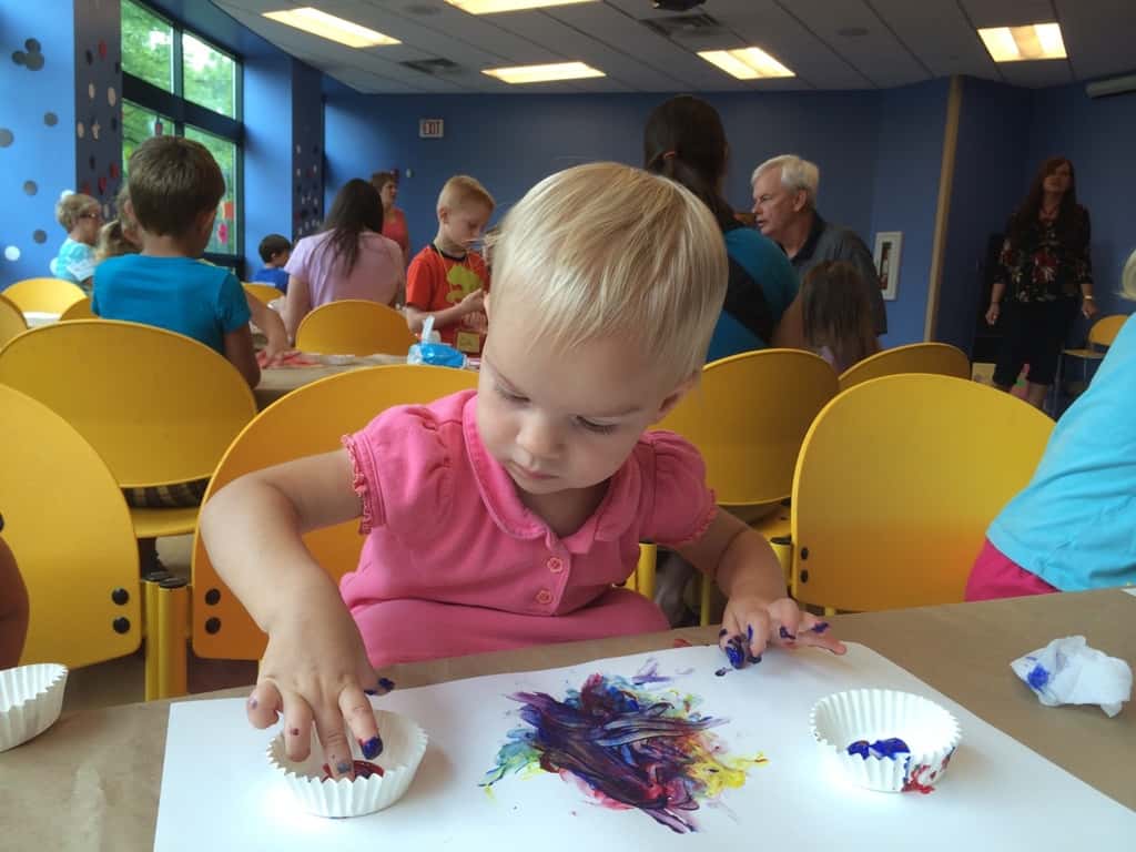 The girls enjoyed finger painting at the library after storytime today. We’re happy to be moving back to the Ohio side of the river, but we will greatly miss the playart storytimes.