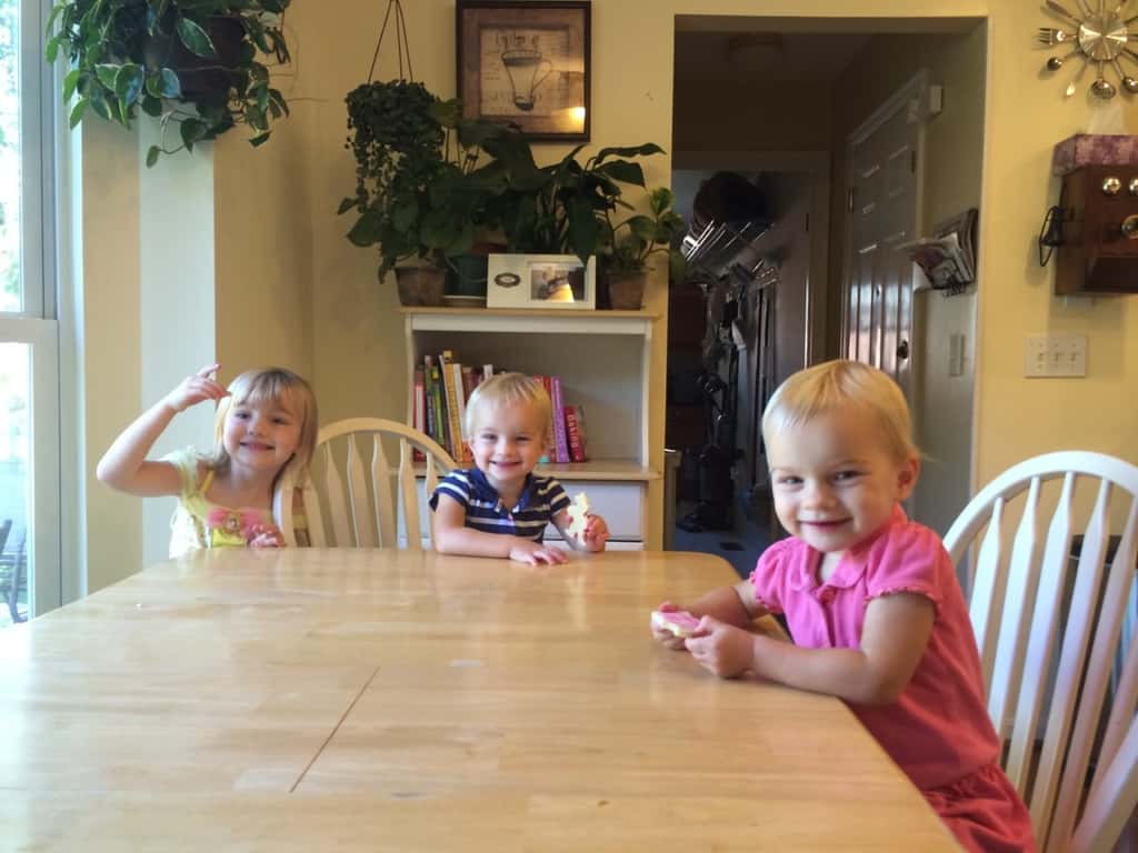 While the cookies baked, the girls relished licking the leftover sprinkles off of the baking pan. Abby later declared “these are the best sprinkle cookies ever!”