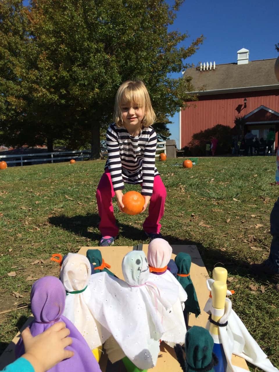 We’re soaking up the lovely weather while we can! Yesterday, we fed “goaties,” rode the train, and had other fun with Grandma and Grandpa at the Zoo. Today, we enjoyed petting farm animals (more goats!), a hayride, selecting pumpkins at a pumpkin patch, ghost bowling, and other Halloween fun with Angel and Grandma Susan at Parky’s Farm at Winton Woods Park. Too bad we previously scheduled flu shots for tomorrow.