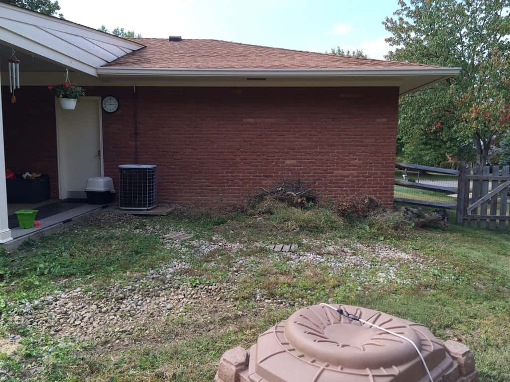 We’re ready for spring gardening and deck work! These are before and after photos of the first few steps (kill and pull tons of weeds, move lots and LOTS of rocks, prep first two garden beds).