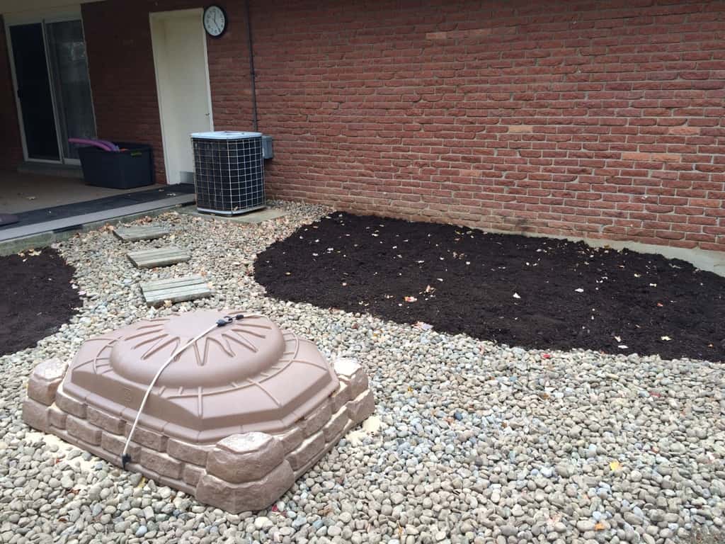 We’re ready for spring gardening and deck work! These are before and after photos of the first few steps (kill and pull tons of weeds, move lots and LOTS of rocks, prep first two garden beds).