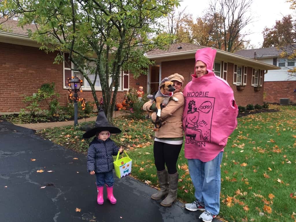 Trick-or-treating in our new neighborhood was awesome! There were tons of kids, lots of folks were outside passing out treats while enjoying a fire, and the fire department even brought a truck (with flashing lights) to pass out full-sized candy bars! The girls had a really good time. Gwen and Josie were too tuckered out after awhile, but they greatly enjoyed eating their goodies while we chased Abby around with their wagon.