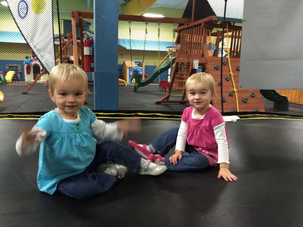 We went to our first Madeira Moms play group today. This one was at Recreations Outlet in Milford. Only one other mom came, but we all had a great time anyway. Abby has a hidden talent for basketball. She’s really quite good at shooting baskets. Josie is a monkey and will climb anything. She also, like Abby, loves jumping on trampolines. Gwen likes to climb ladders, but refuses to slide down the slide once she’s at the top. “Get me down,” she insists.