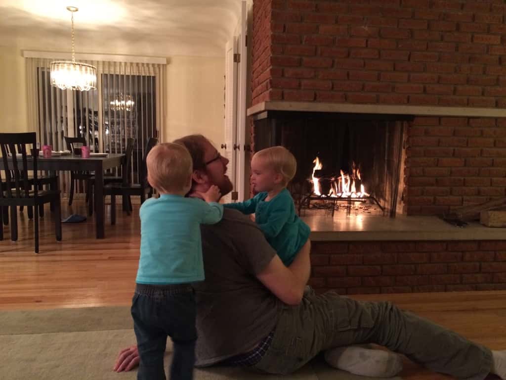 Enjoying our first fire