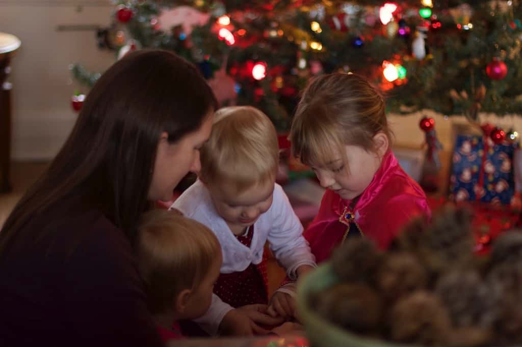 Opening presents at Grandma and Grandpa’s house