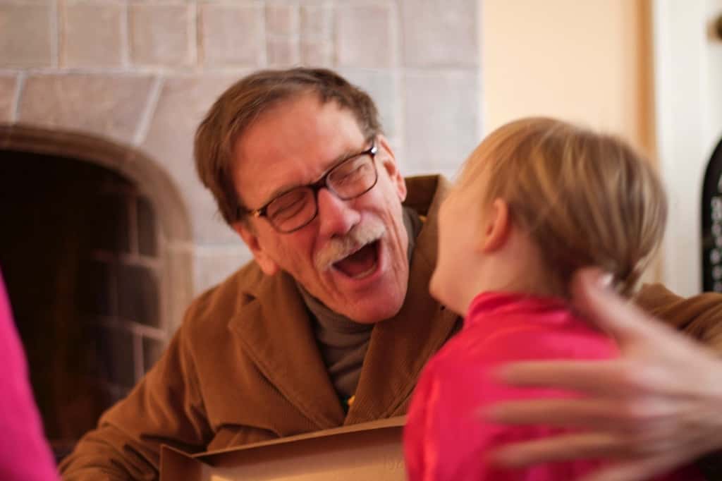 Opening presents at Grandma and Grandpa’s house