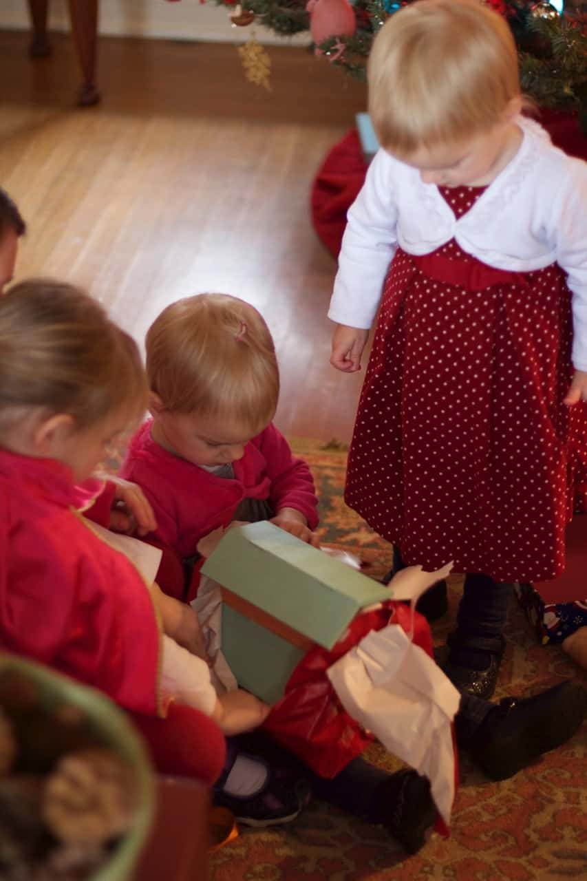 Opening presents at Grandma and Grandpa’s house