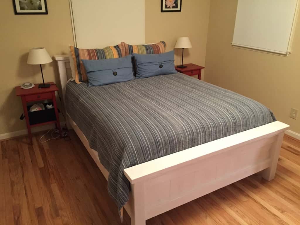 That took longer than I expected.

After two and a half months (and a herniated disc), we have a bed. We like it, and so do our bouncing girls.