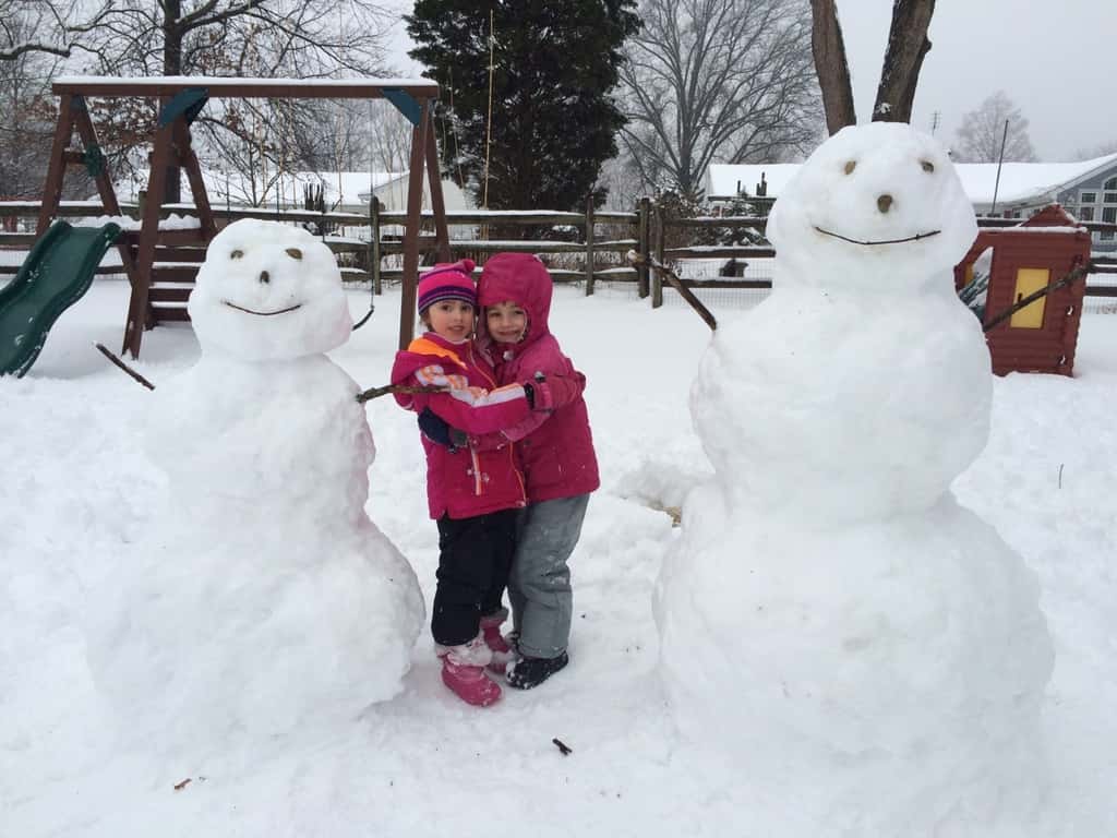Abby came outside with me to shovel the driveway - again. She was joined by a friend. Impressive snowmen for some 4 year olds, right? Ok, perhaps they had a little help from me.