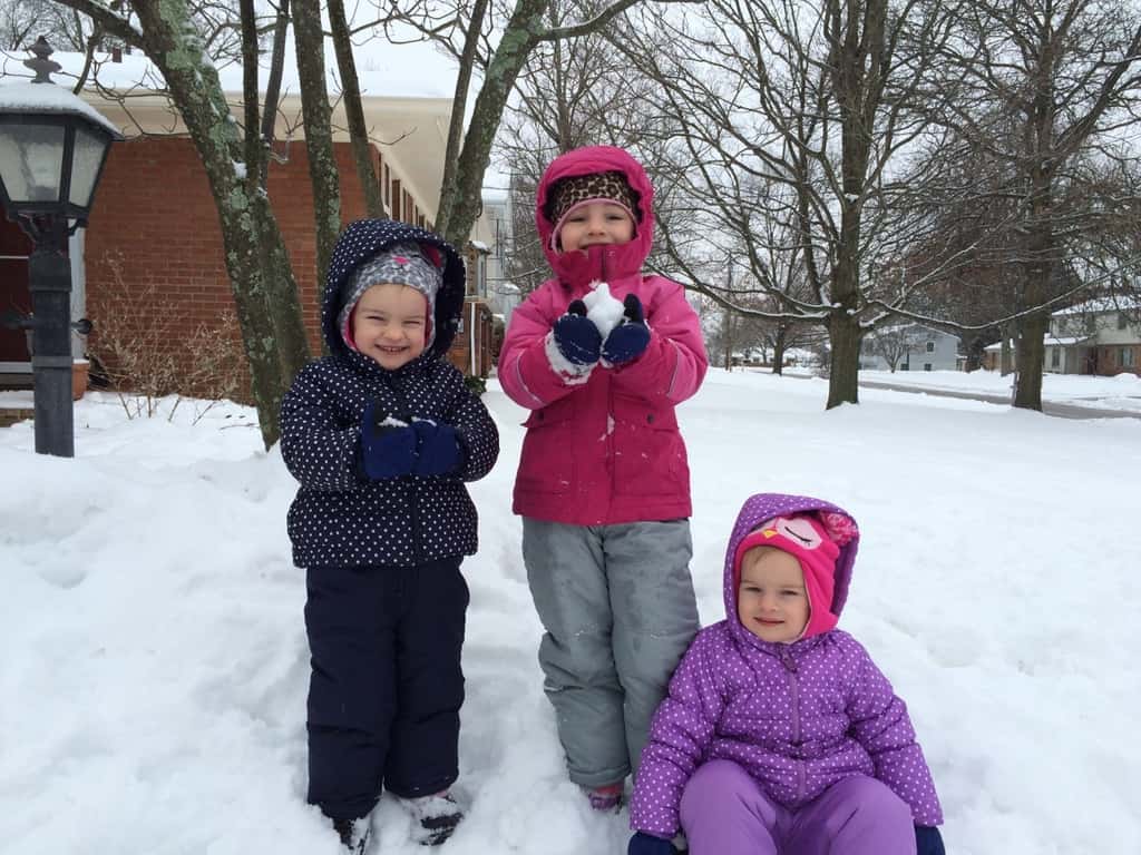 All three girls finally got a chance to play together in the snow.