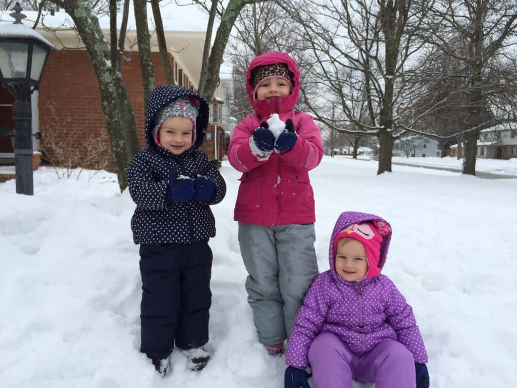 All three girls finally got a chance to play together in the snow.