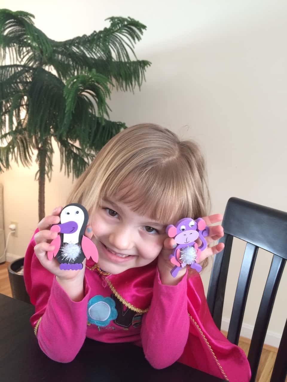 After their fun in the snow, the girls enjoyed making elephants, monkeys, and birds.