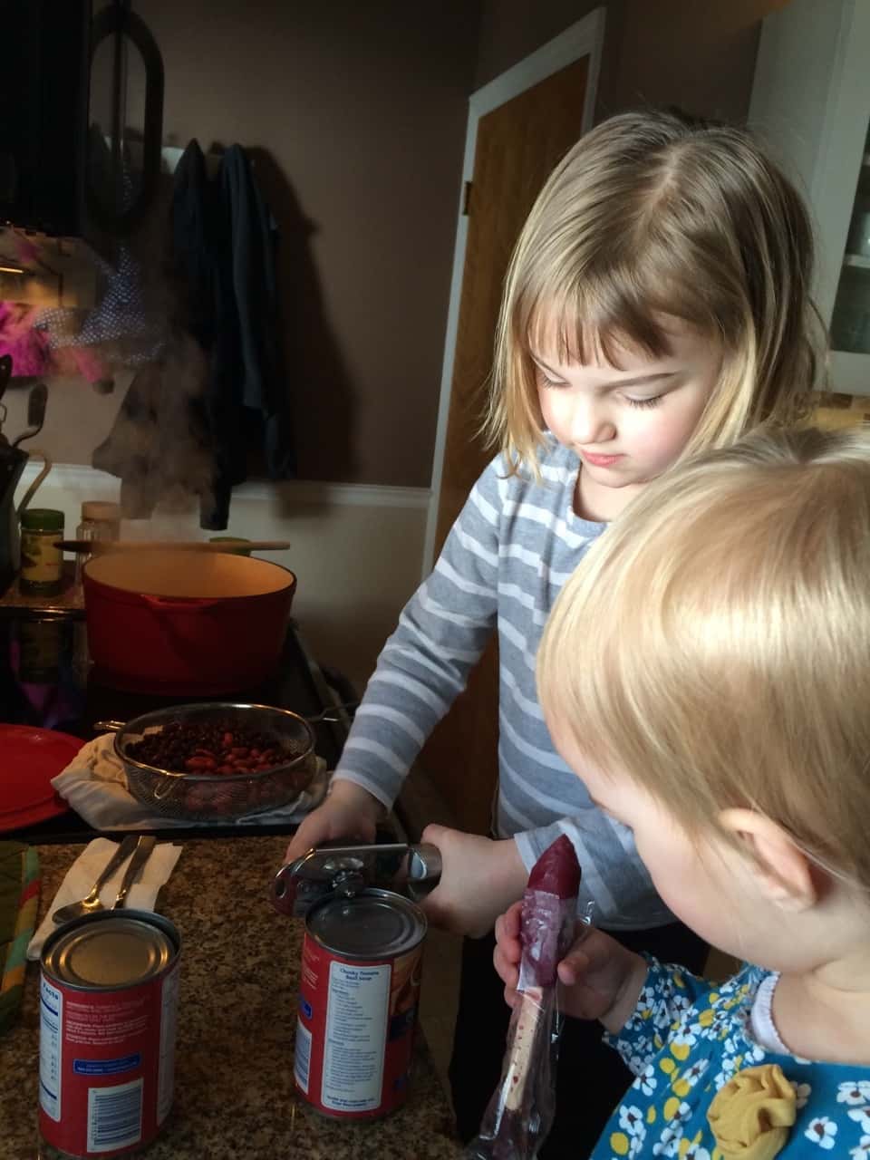 Abby figured out how to open cans. She’ll be making her favorite “chip soup” by herself before I know it.