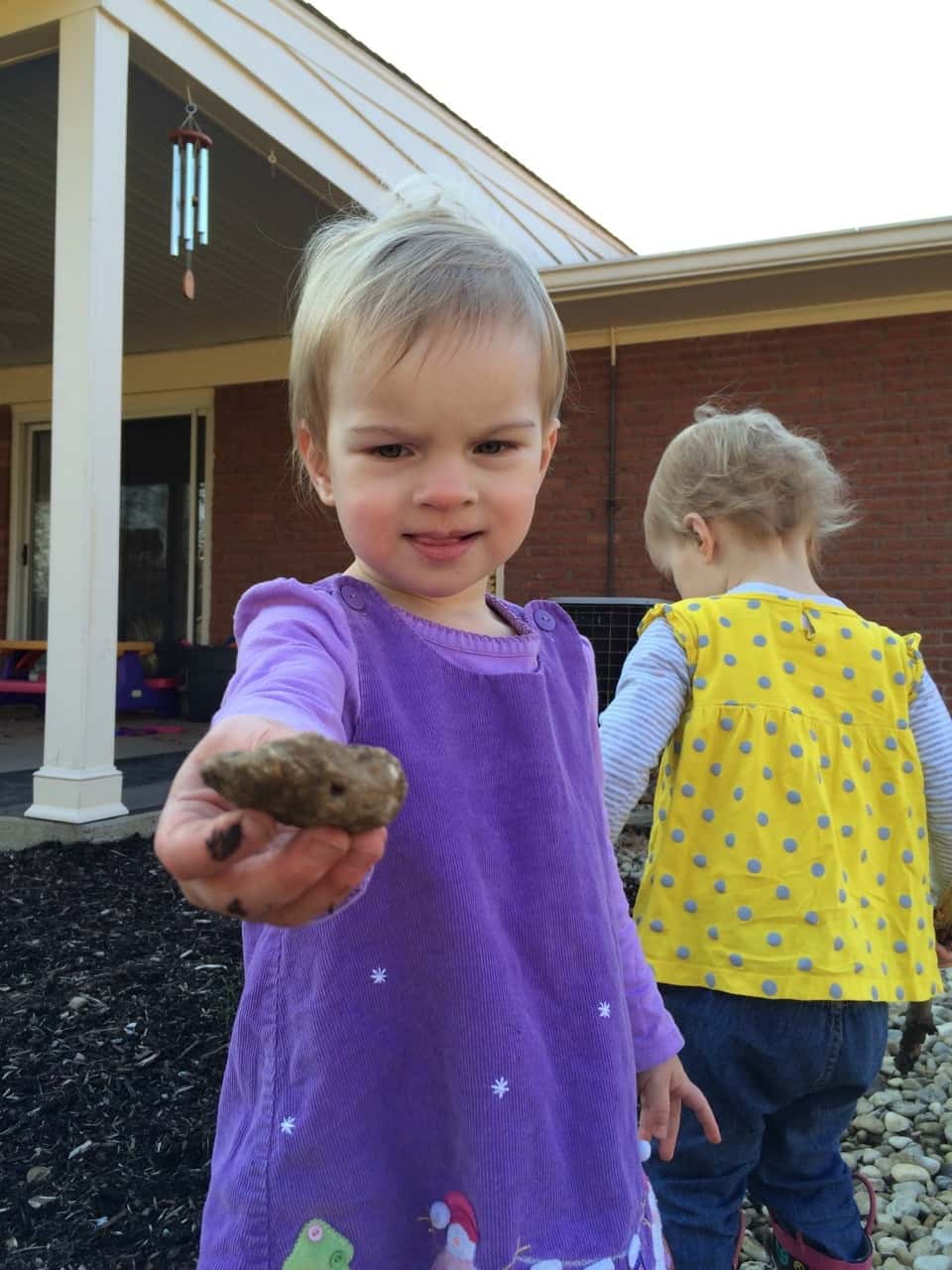 It was squishy in our yard, but these two had fun poking around in the mud on this wonderfully warmer day.