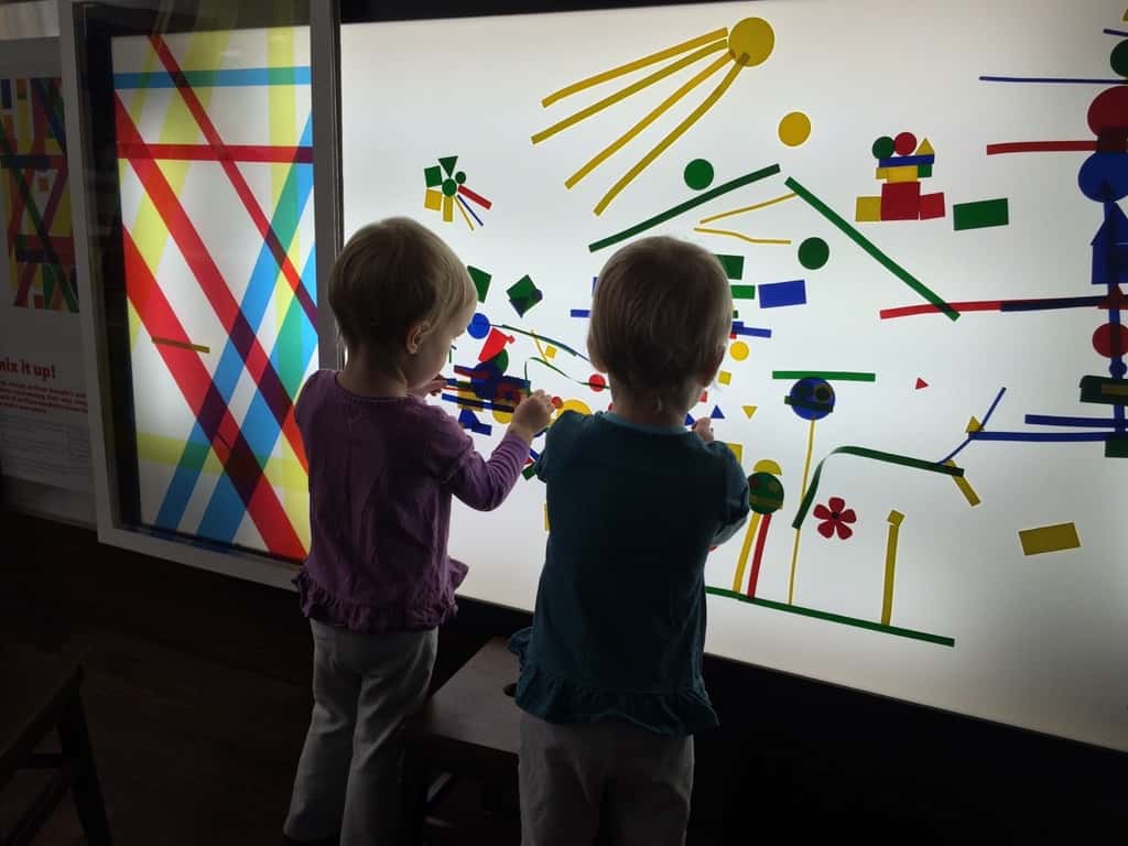 Perhaps as a testament to how much fun they had this morning, the “best” photos I could capture at Wee Wednesday at the Art Museum were of their backs. Busy, busy!