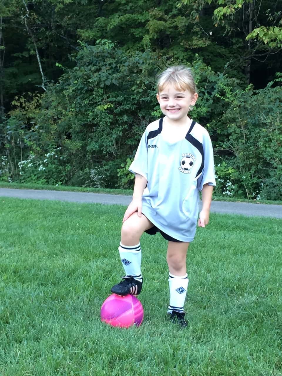 Abby definitely likes soccer more now that there are only girls on her team. She even sometimes steals the ball!