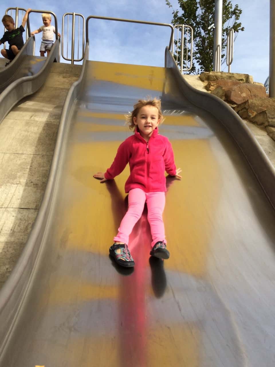These girls love Smale Riverfront Park.
