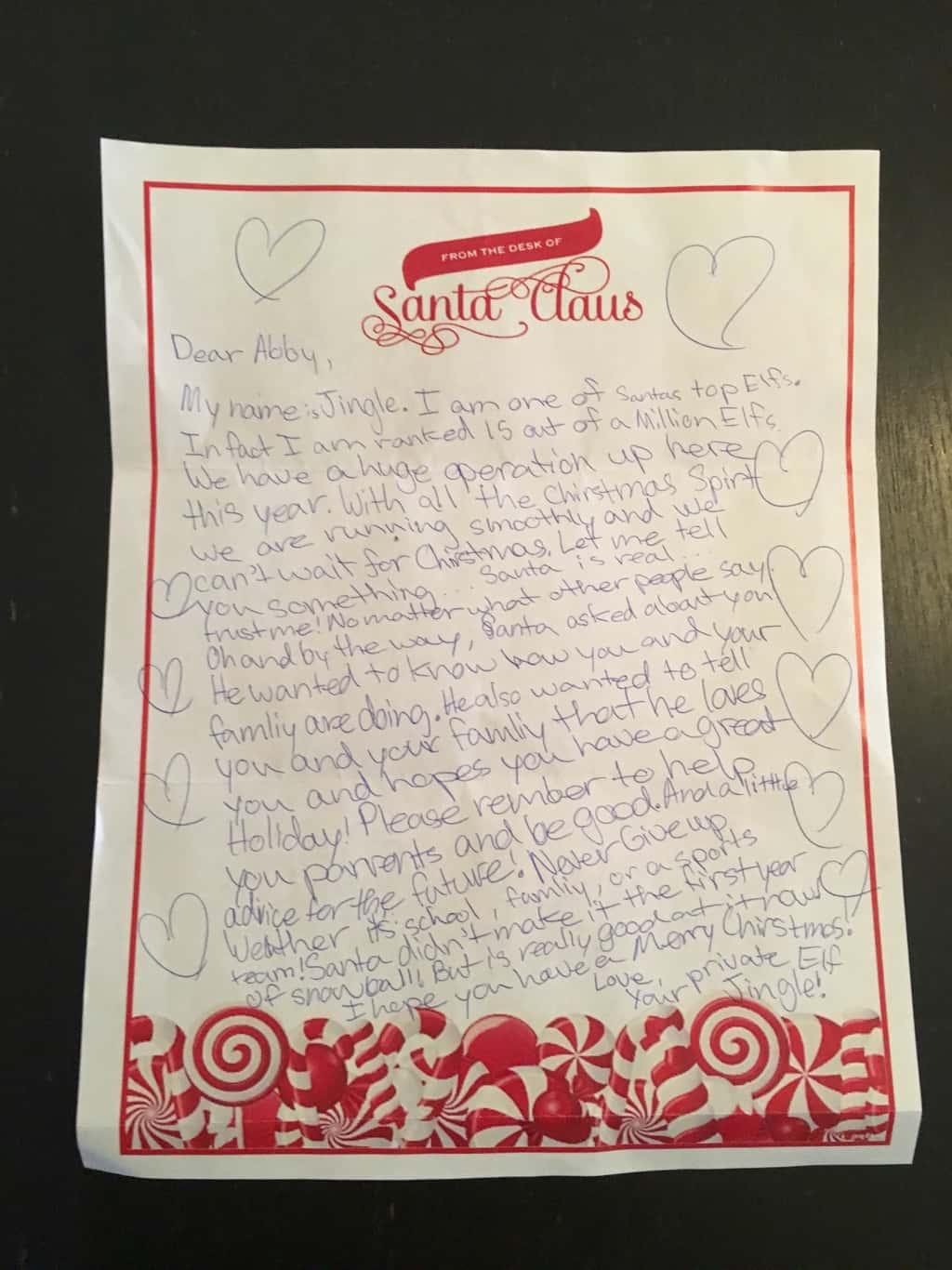 It’s awesome that they wrote back, but one of Santa’s elves seems to think our girls get everything they want for Christmas! Geez! I hope Gwen isn’t disappointed on Christmas morning.