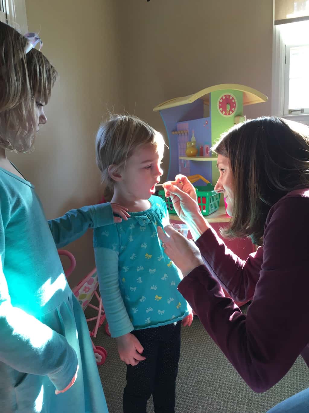 We’re finally satisfying our curiosity with a twin zygosity DNA test. I think they’re fraternal, John and Abby vote identical, and Gwen and Josie both say “we’re different!”