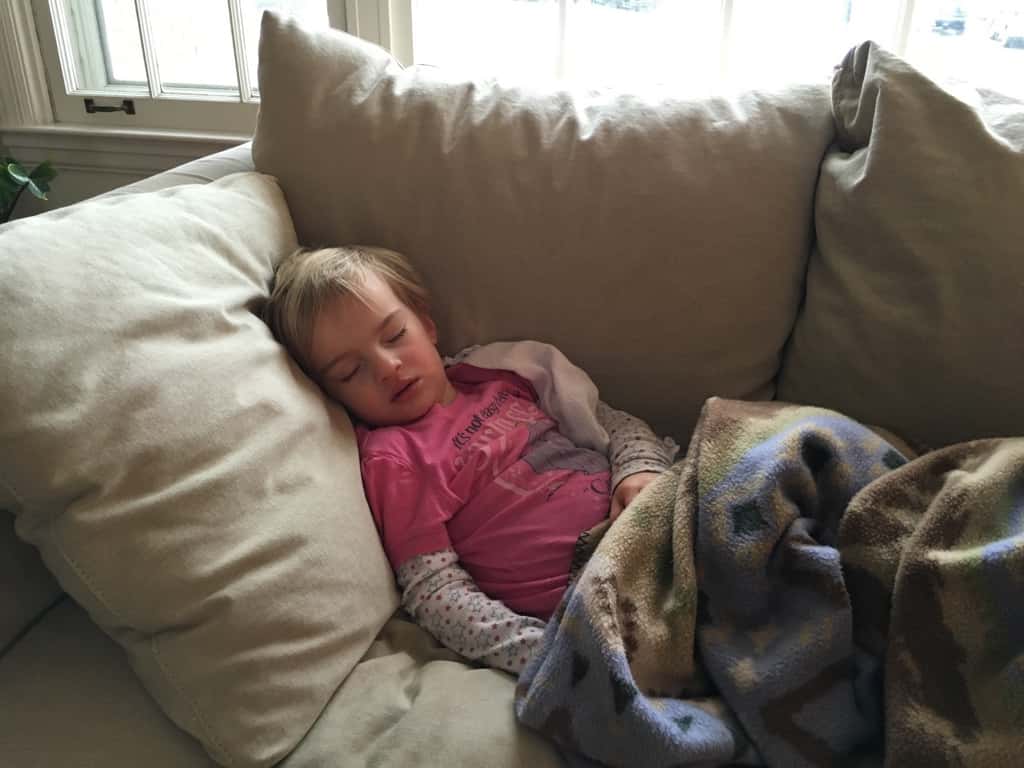 Sick girls do take naps.