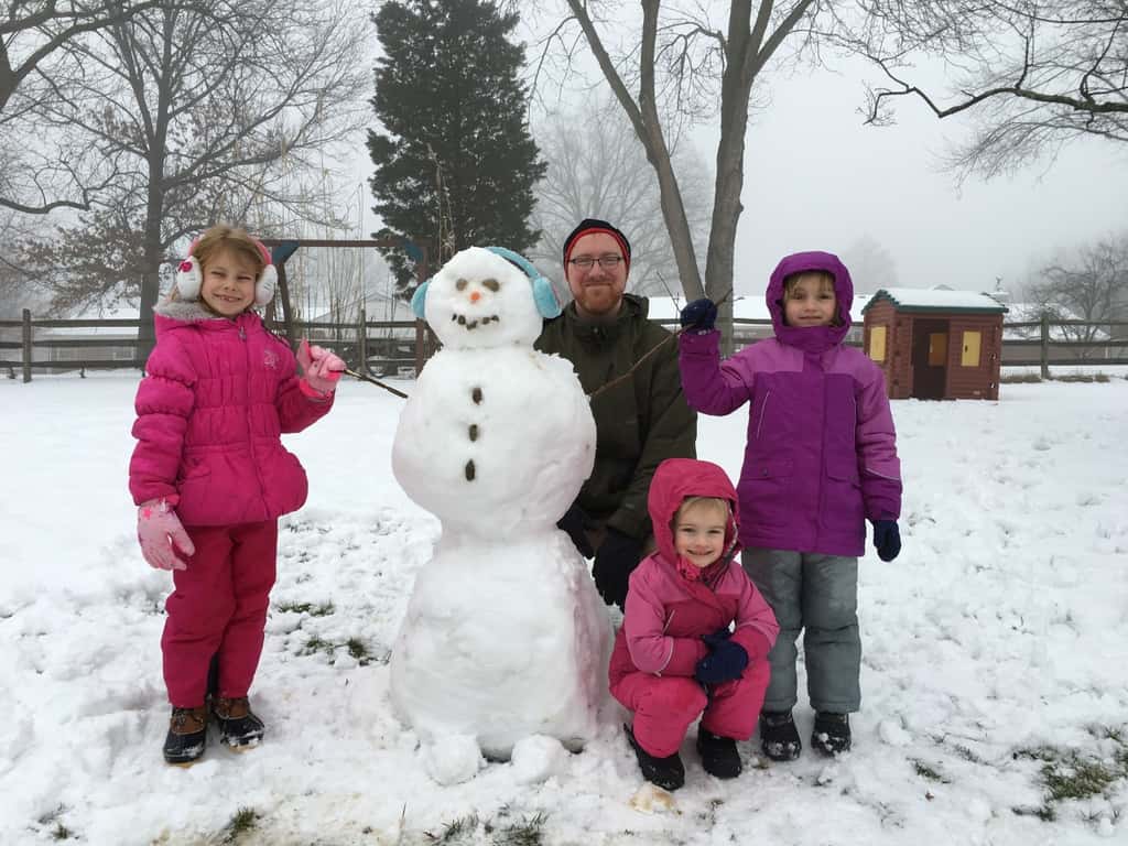 I think Abby’s team won the snowman-building contest. Of course, they had the advantage of seeing ours from earlier in the day.