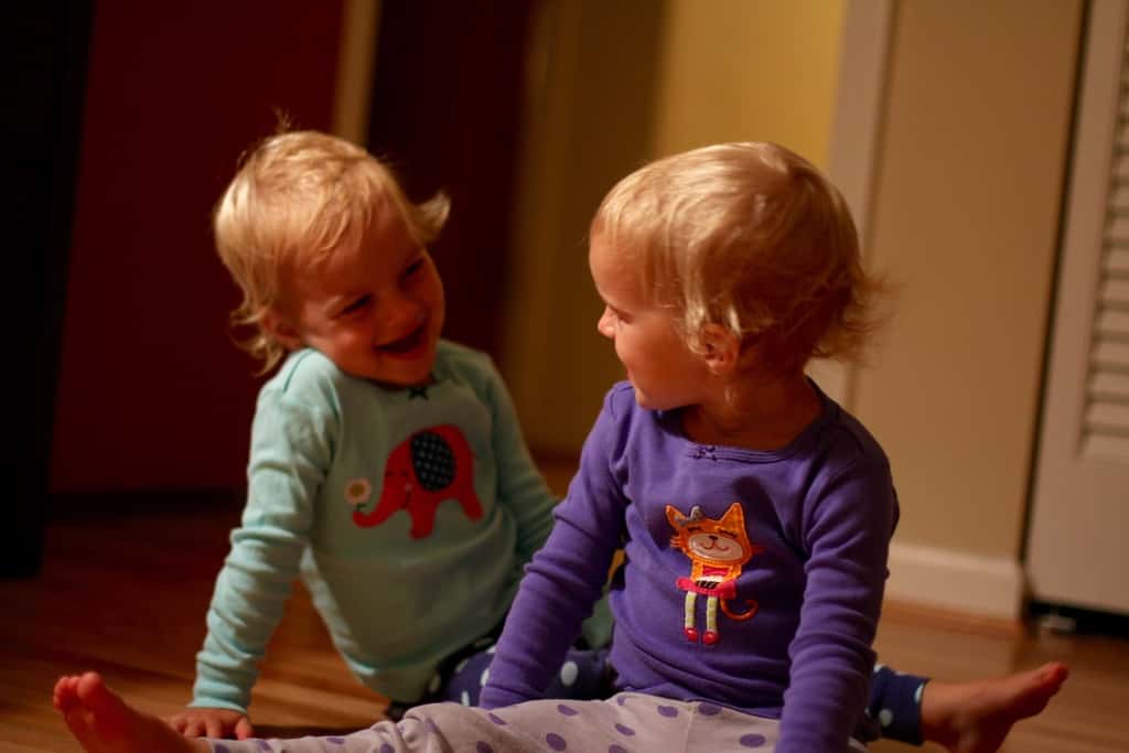 The results of the twin DNA test are back, and these two rascals are in fact identical twins! I told the girls and Gwen asked “is that the same or different?” I said the same. And she said “but I want to be different!” I assured her that they are still unique, but that now we know why so few people can tell them apart. What a surprise!