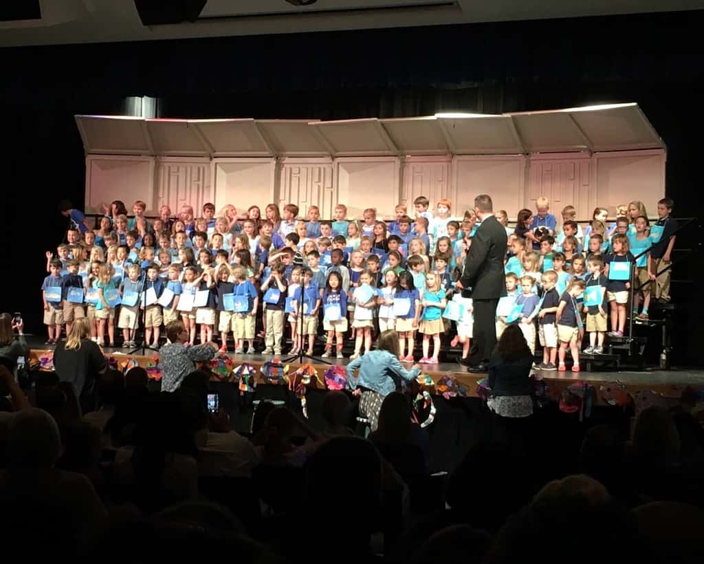 “I am an octopus!” Abby bravely spoke her line into the microphone tonight at the kindergarten musical.