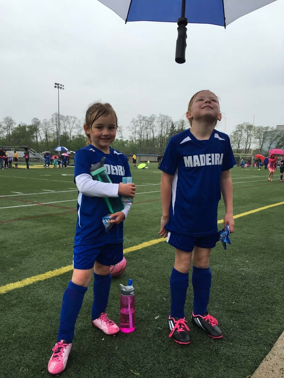 Abby’s team won their game! It was a very wet one too. Rain! Rain! Rain!