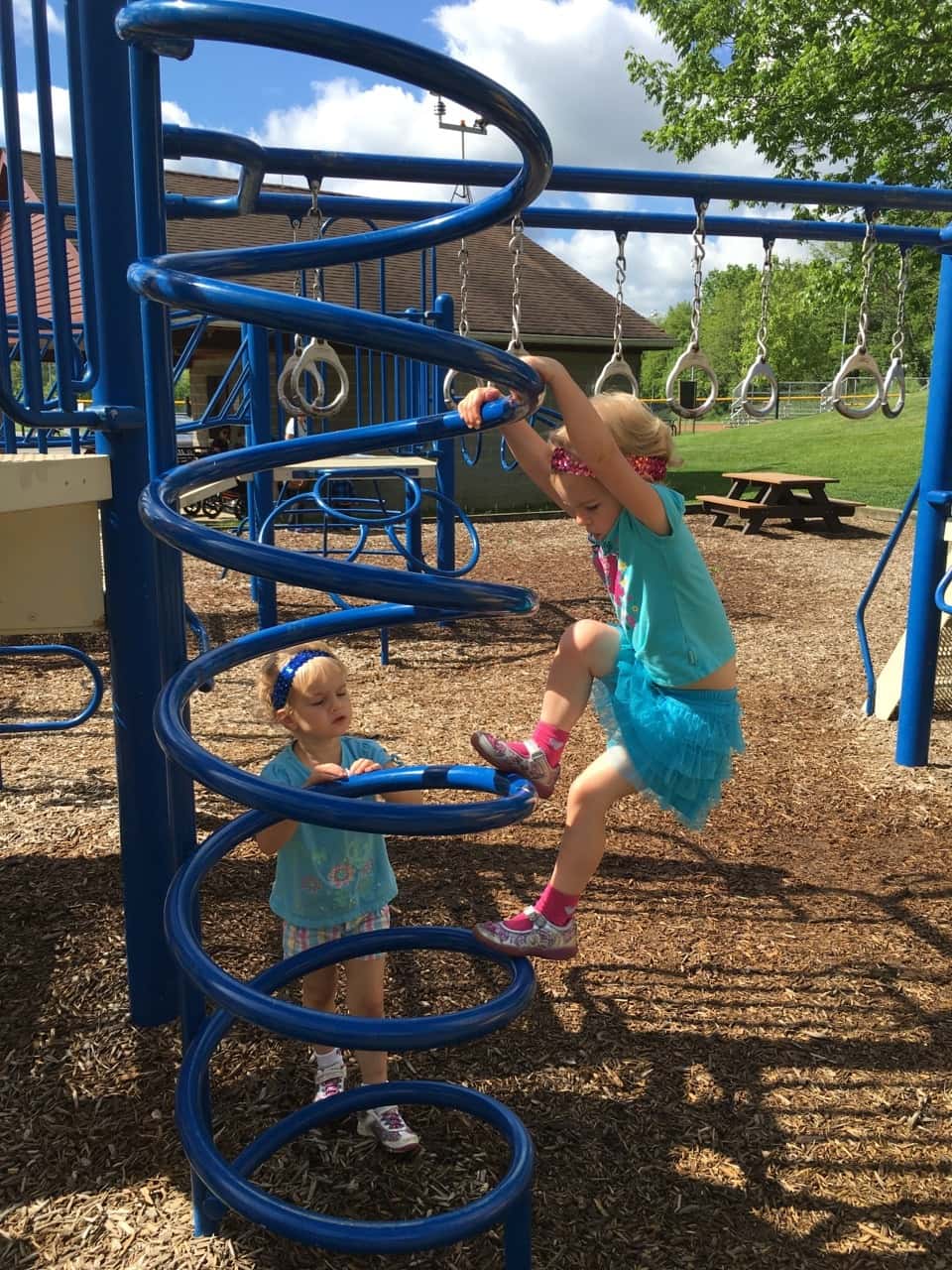 Today was filled with fun! Adventure #1: our Madeira Moms park playdate at McDonald Commons. Gwen was especially daring, and Josie made a new friend.