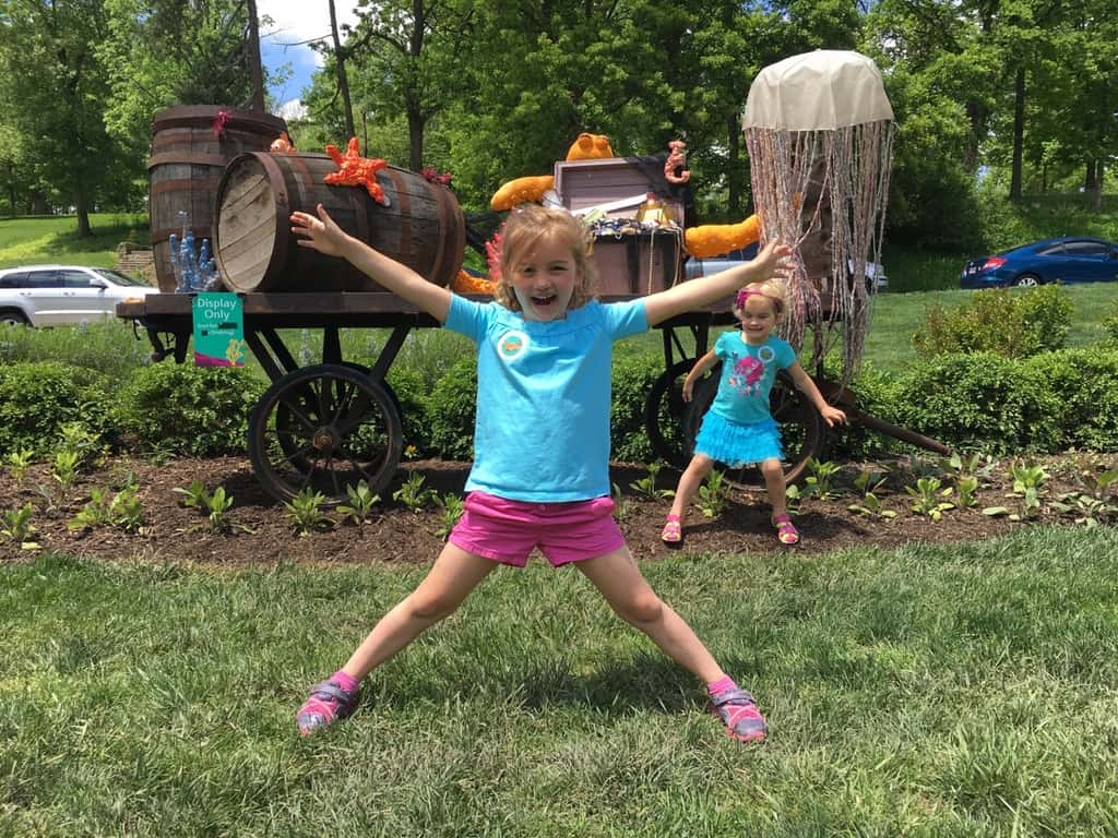 Adventure #2: our visit to the Butterfly Show at Krohn Conservatory. The matching blue shirts were a happy accident. The butterflies seemed to like this color, and they really liked Gwen and Josie’s flower headbands. The girls were often surprised when butterflies landed on them.