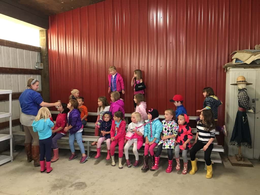 Thanks to our proceeds from the Girl Scout cookie sale, our Daisies (and little siblings) got to enjoy a special program at Parky’s Farm this afternoon. Everyone especially liked petting and holding the baby chickens.