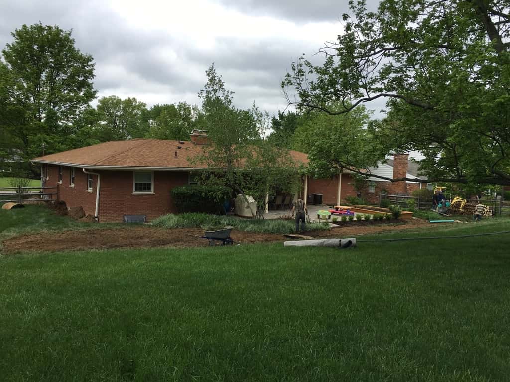 The big first steps for the new garden bed are complete! It’s definitely still a work in progress, but the area is already so much better. No more standing water! I replanted all of the Japanese forest grass, and added a lovely snowball viburnum. We still need rocks, mulch, lilies, and for the horrible smell of decomposing grass to go away!