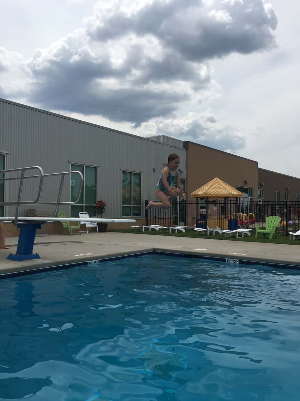 Someone’s list of summer accomplishments keeps growing. First she learned to ride a two-wheeler, then she passed the deep water test at the KHCC pool, and now today she not only passed the deep water test at the JCC, but she also mastered the diving boards! And it’s only week 1 of summer break!