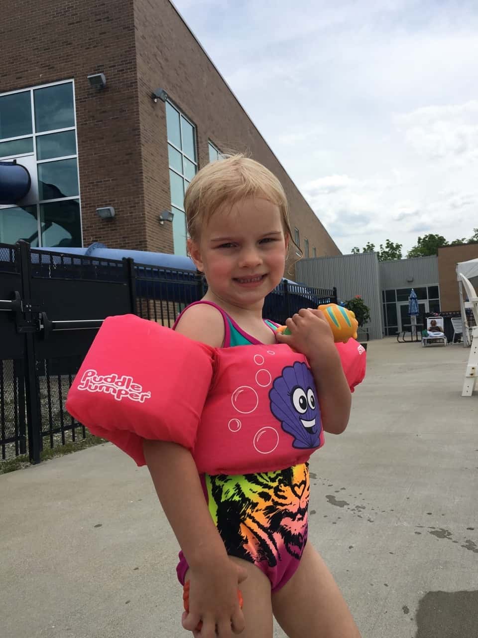 Someone’s list of summer accomplishments keeps growing. First she learned to ride a two-wheeler, then she passed the deep water test at the KHCC pool, and now today she not only passed the deep water test at the JCC, but she also mastered the diving boards! And it’s only week 1 of summer break!