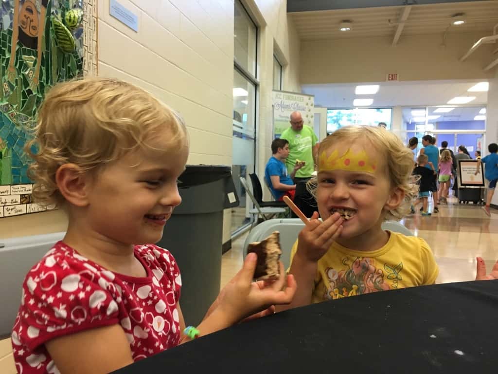 Ice cream social fun at the JCC! Gwen and Josie really liked sharing their ice cream.