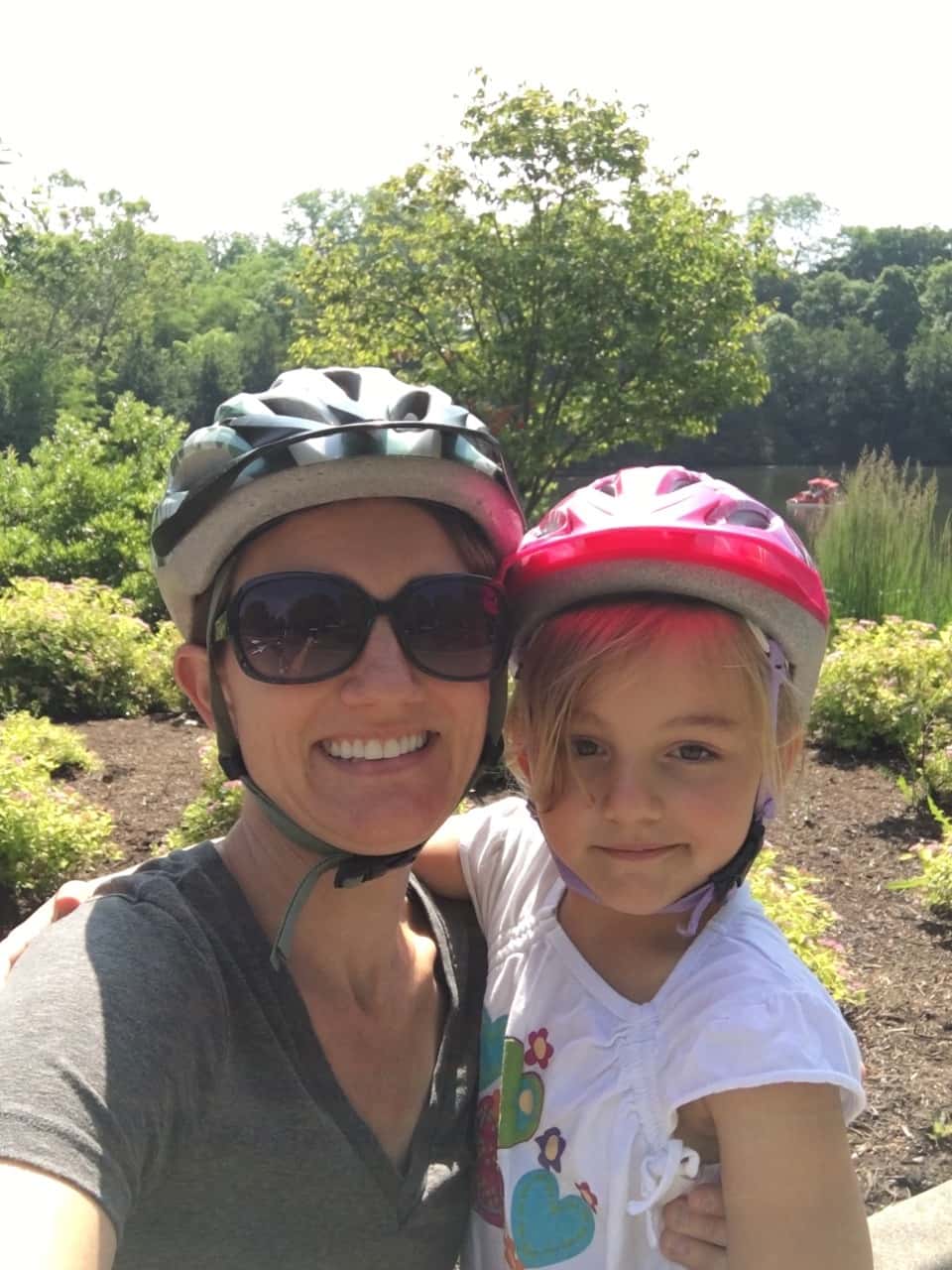 We spent our first Mama and Abby day of the summer riding bikes at Sharon Woods, and hiking at both Whitacre Park and French Park! Our first bike ride together outside of our neighborhood was fun, but not as much fun (for Abby) as walking in the creek. Abby delighted in skipping along the creek rocks at French Park.