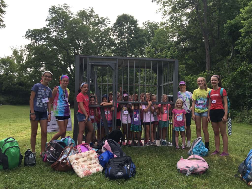 Our first two days of Girl Scout camp at French Park were super fun! The girls hiked, tie-dyed t-shirts, played games like “drip drip drench,” made wind chimes, painted, sent PAs to “jail,” and more. Three more days to go – and tomorrow Gwen and Josie get to join the fun!