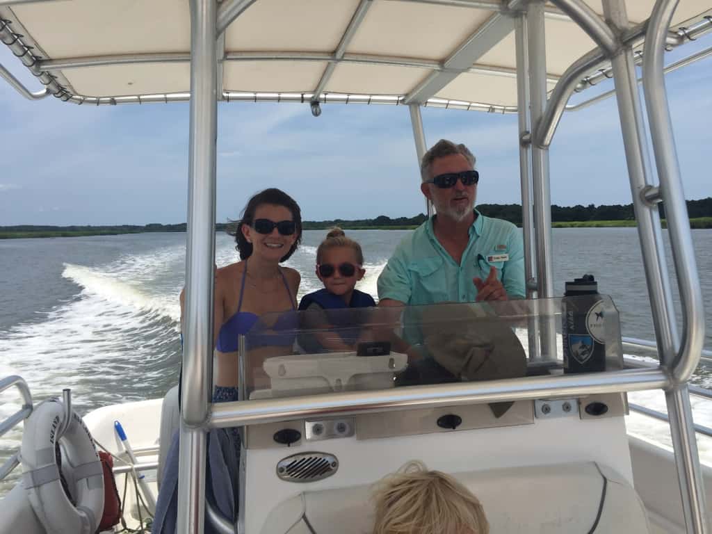 Vacation day 5: Dolphins and sharks were the highlights of our day! Mom and Tim joined us for a wonderful dolphin tour, and a surprise evacuation from the water at Coligny beach due to sharks!