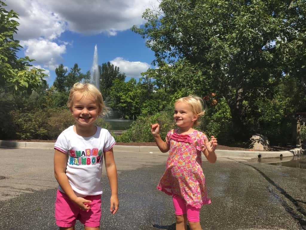 I thought it was cool enough today to visit the zoo. The girls thought it was hot enough to swim.