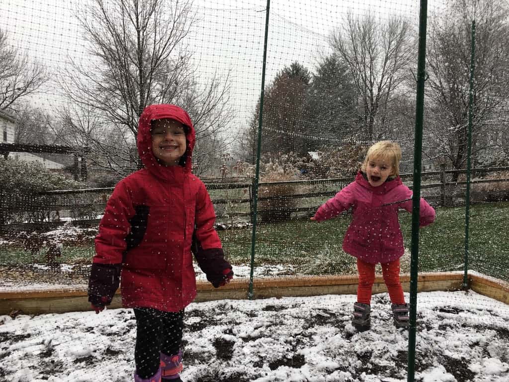 The pristine snow in the garden required some stomping.
