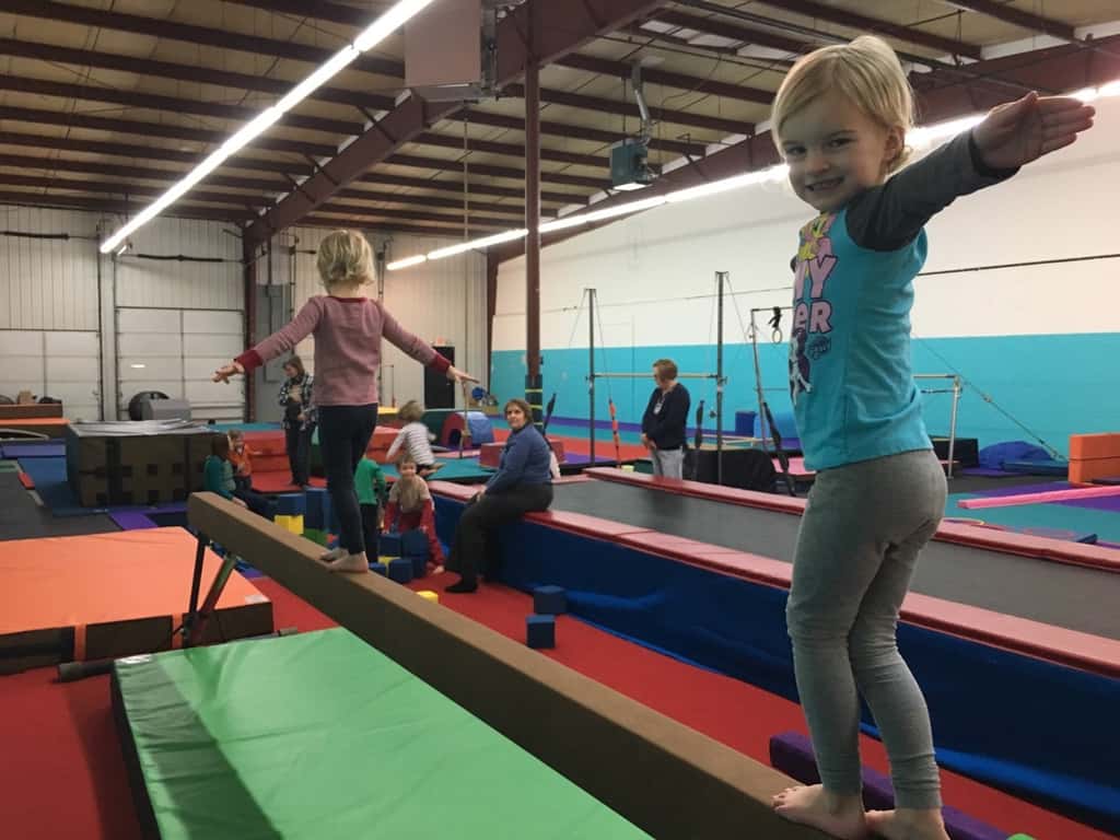 The girls love that our preschool playgroup keeps meeting at Gym Skills.