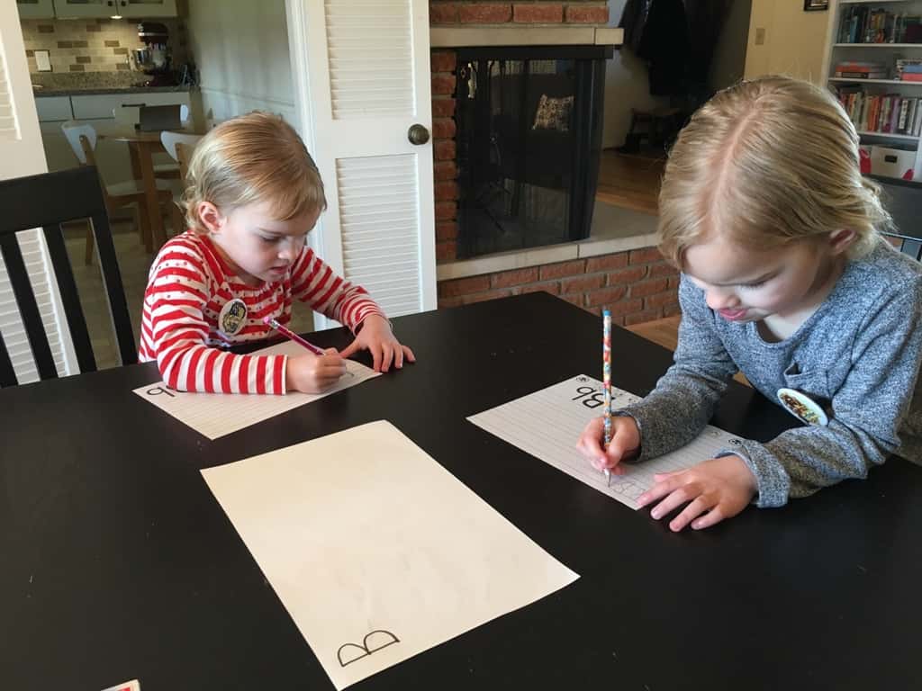 Our newest preschool fun: writing practice, and letter of the day crafts!
